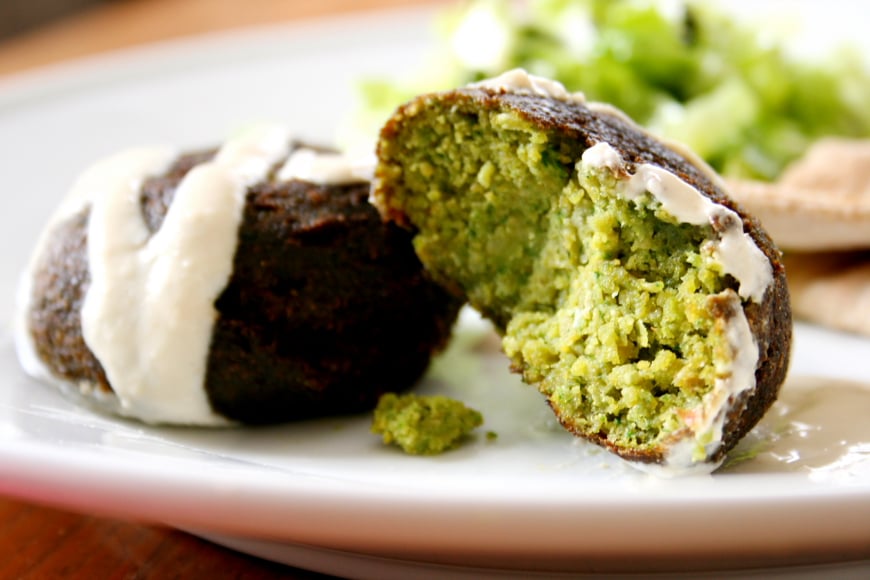 falafel with tahini yogurt sauce