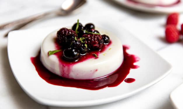 Creamy Vegan Panna Cotta with Roasted Berries