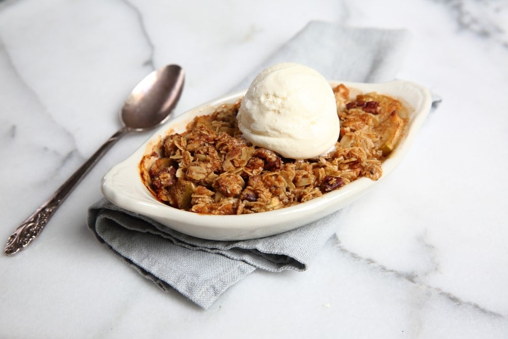 Gluten free apple crisp with ice cream