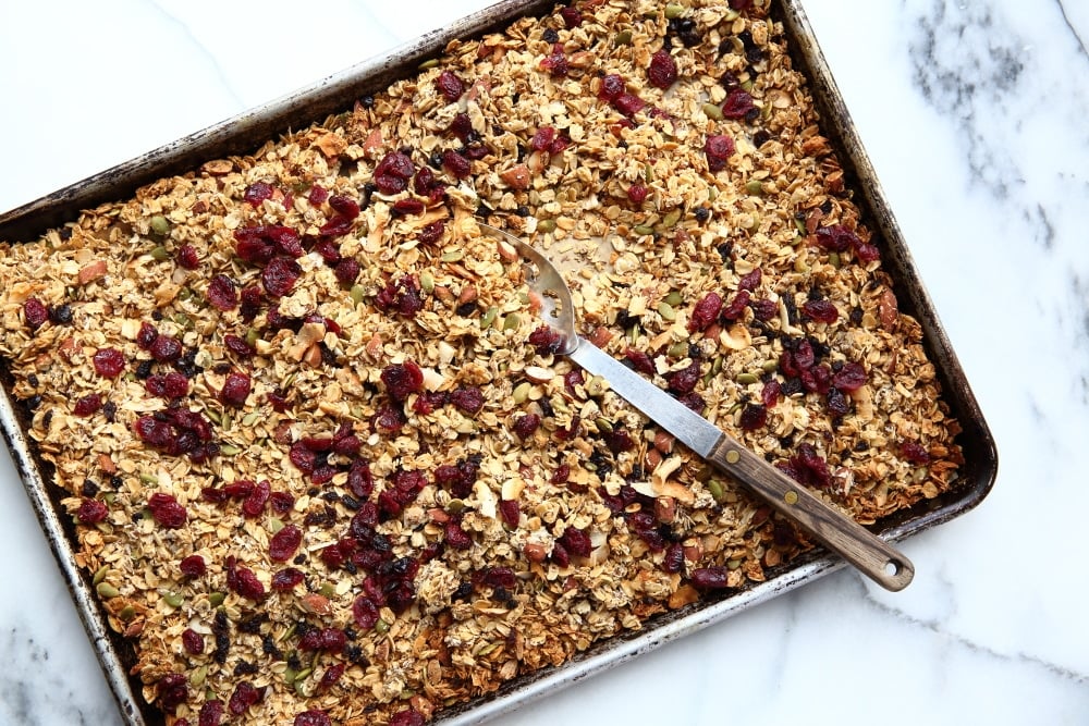 gluten free granola recipe on sheetpan