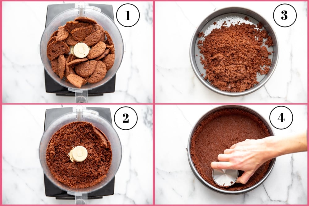 Process of making the press-in cookie crust in 4 steps