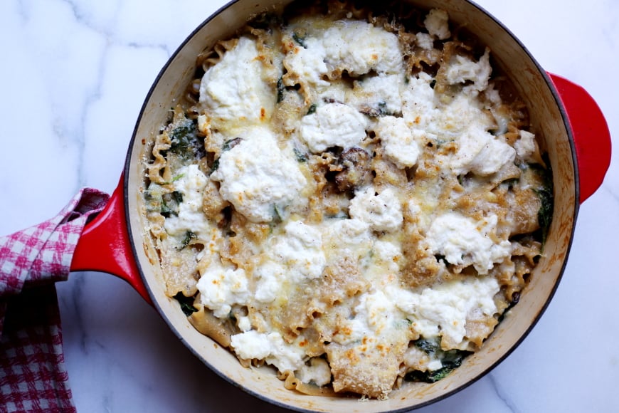 skillet lasagna with mushrooms & spinach (gluten-free)