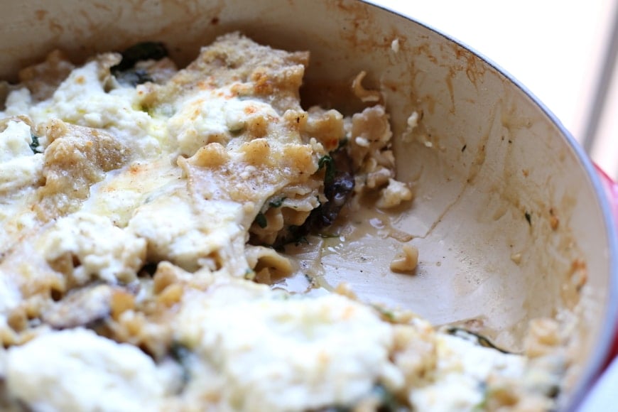 Skillet Lasagna with Mushrooms & Spinach