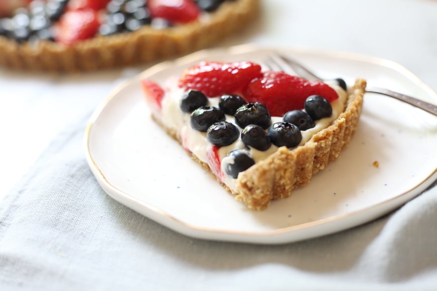 Close up side view of gluten free tart crust