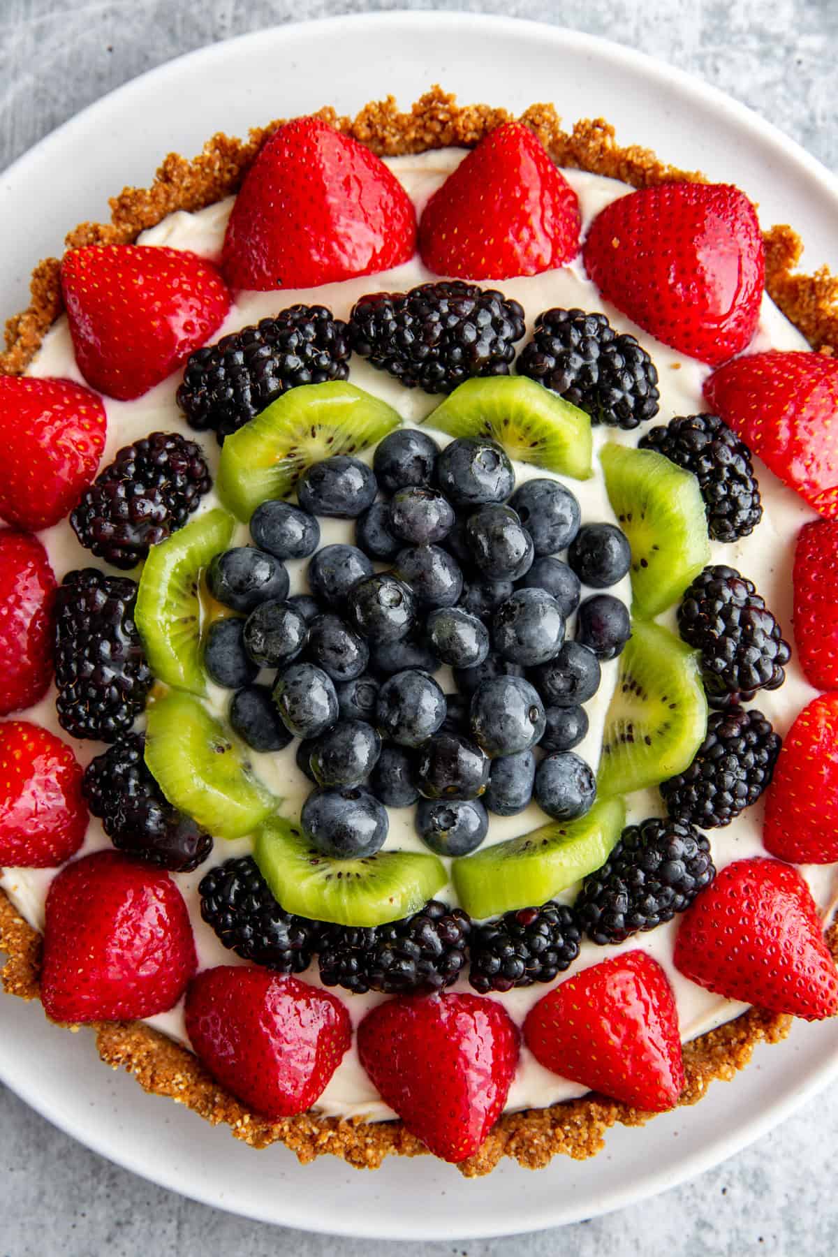 a close up of the berries and fruit on top of the tart