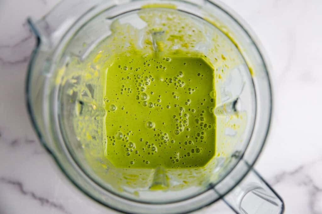 Chickpea flour flatbread dough in a blender.