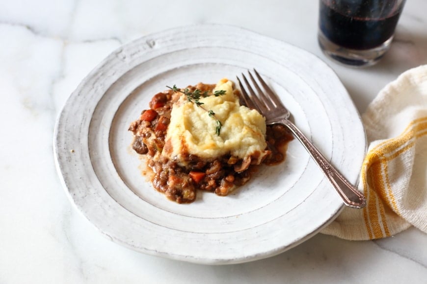 Lentil shepherd's pie on plate