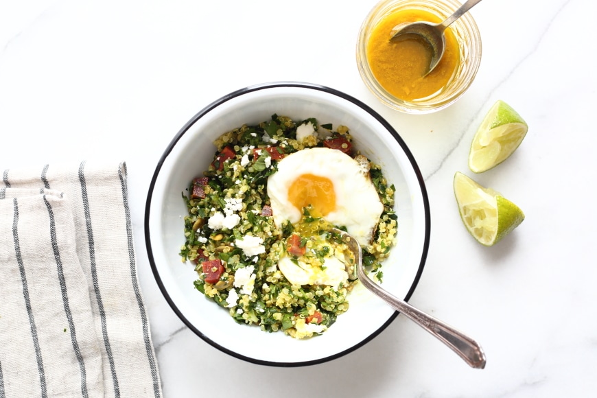 Kale Tabbouleh with Fried Egg