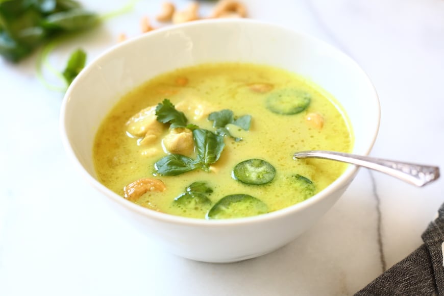 Coconut Cashew Curry Soup in bowl