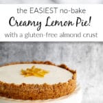 Creamy lemon pie on cake stand