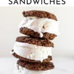 Close up of ice cream cookie sandwiches.