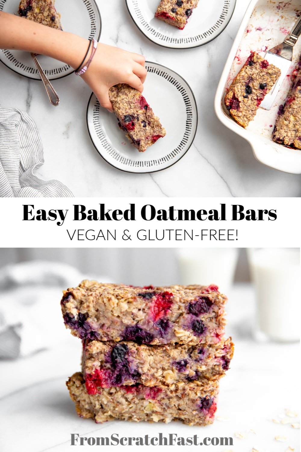 Easy Baked Oatmeal Bars (Vegan, GlutenFree, Naturally Sweetened)