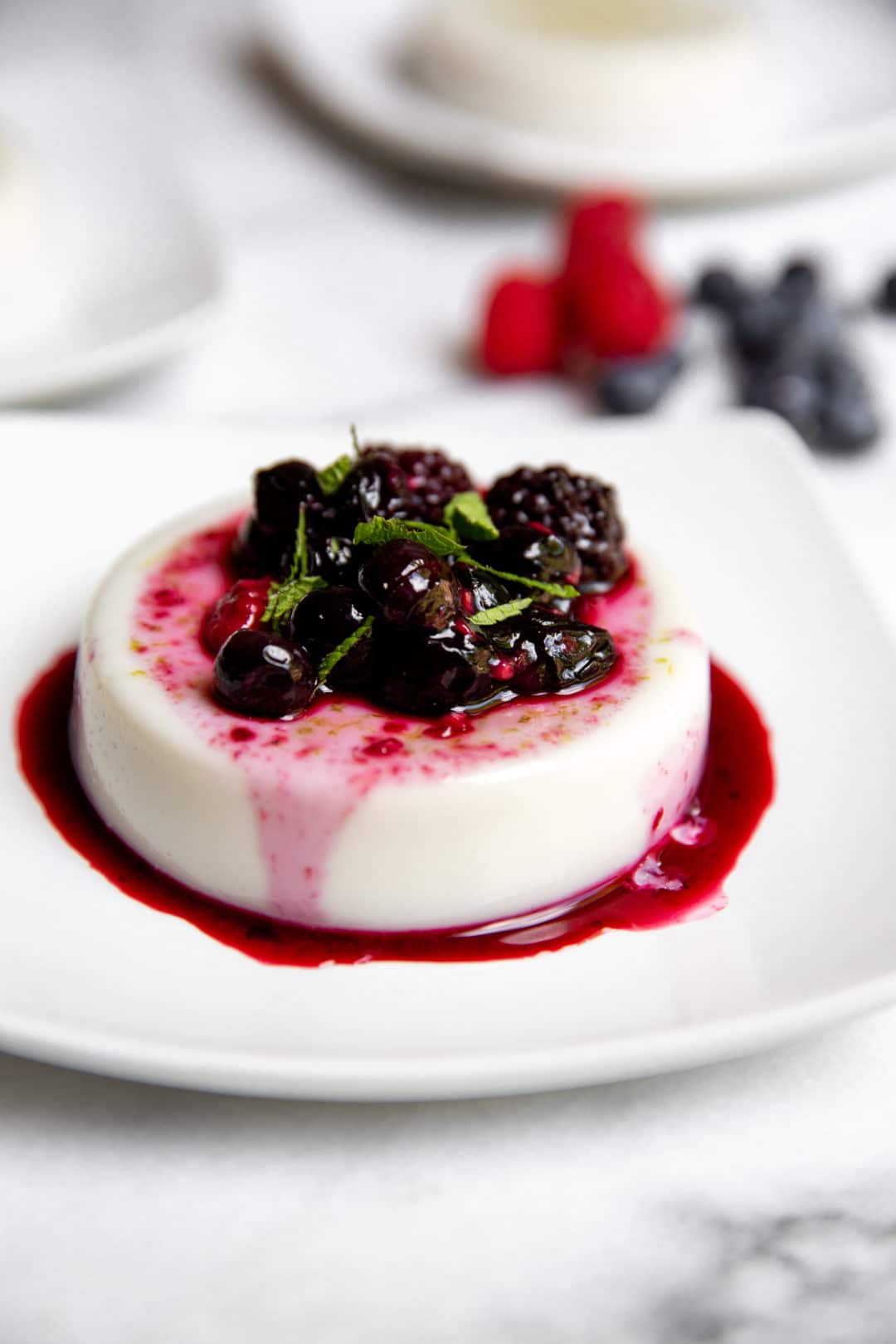 Coconut lime panna cotta shots in small glasses