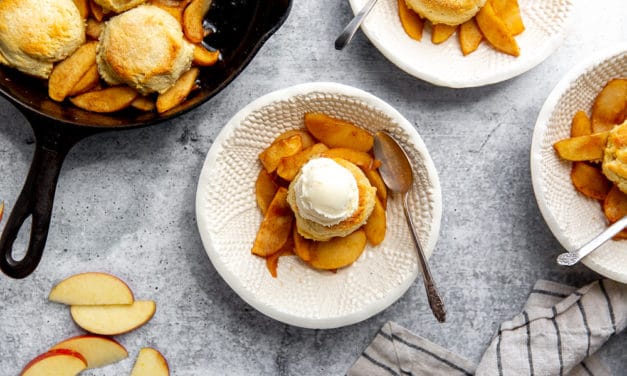 Easy Apple Skillet Cobbler with Almond Shortcake Topping (Grain-Free!)