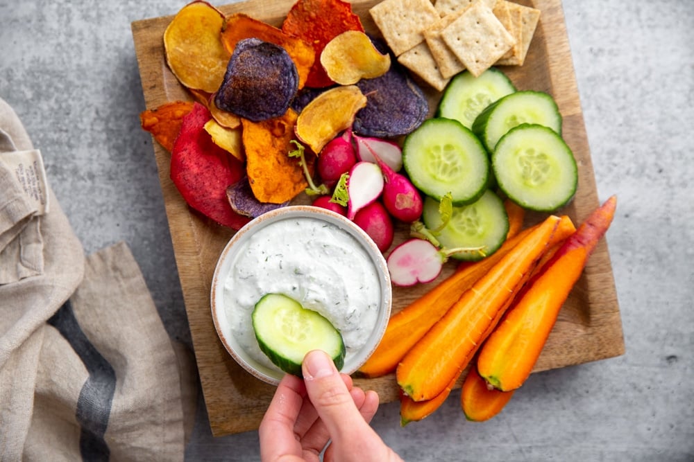 Healthy Whipped Cottage Cheese Veggie Dip Recipe | From Scratch Fast