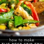 Close up of a stir fry in a wok.