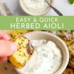 Herbed aioli sauce in a bowl.