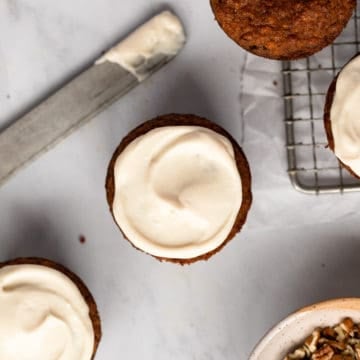 Maple Cream Cheese Frosting on Cupcakes.