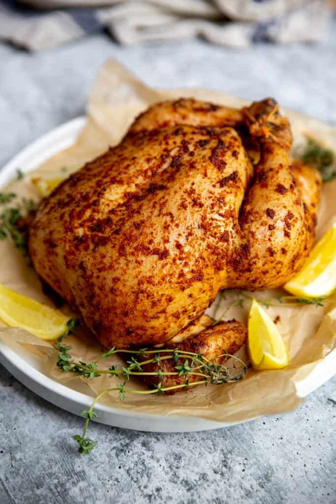 Smoked Chicken packed with flavor using the secret dry rub ingredients.