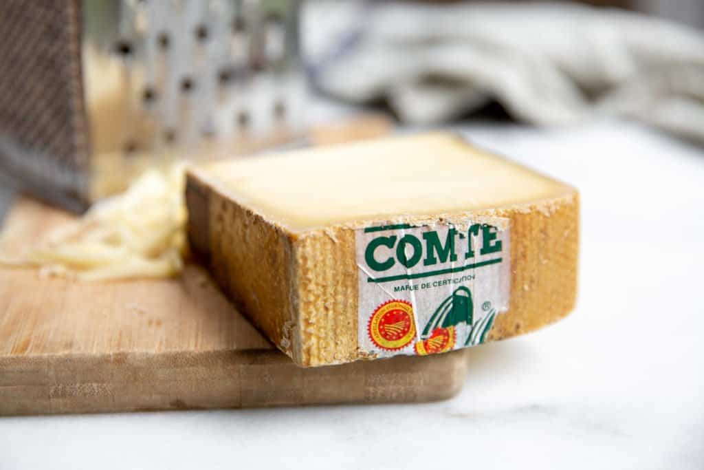 A slice of comte cheese.