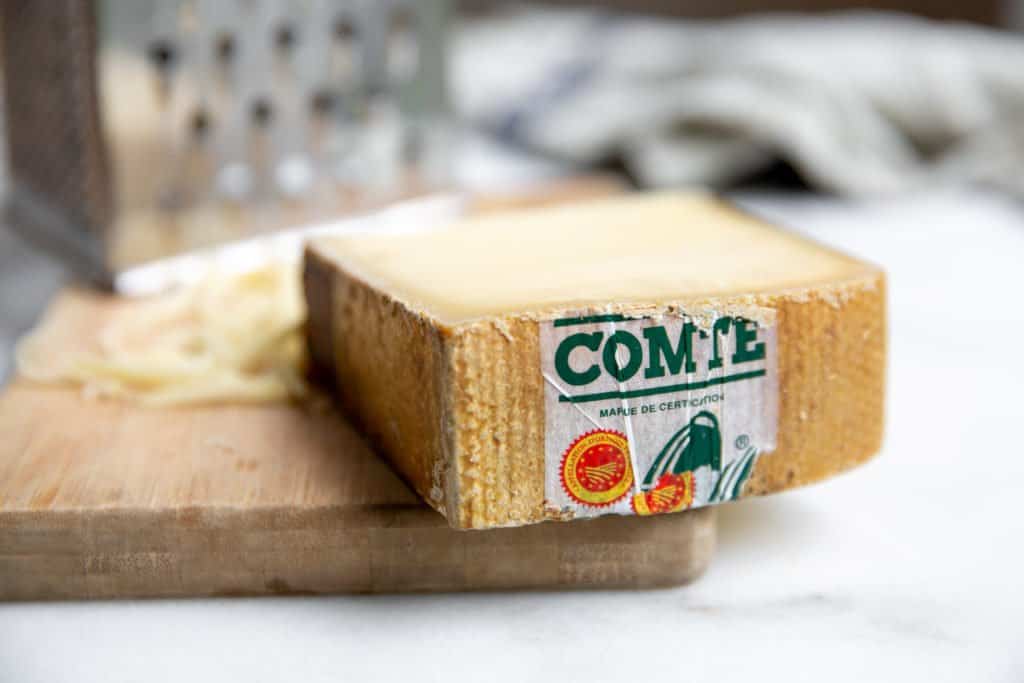 A slice of Comté cheese.