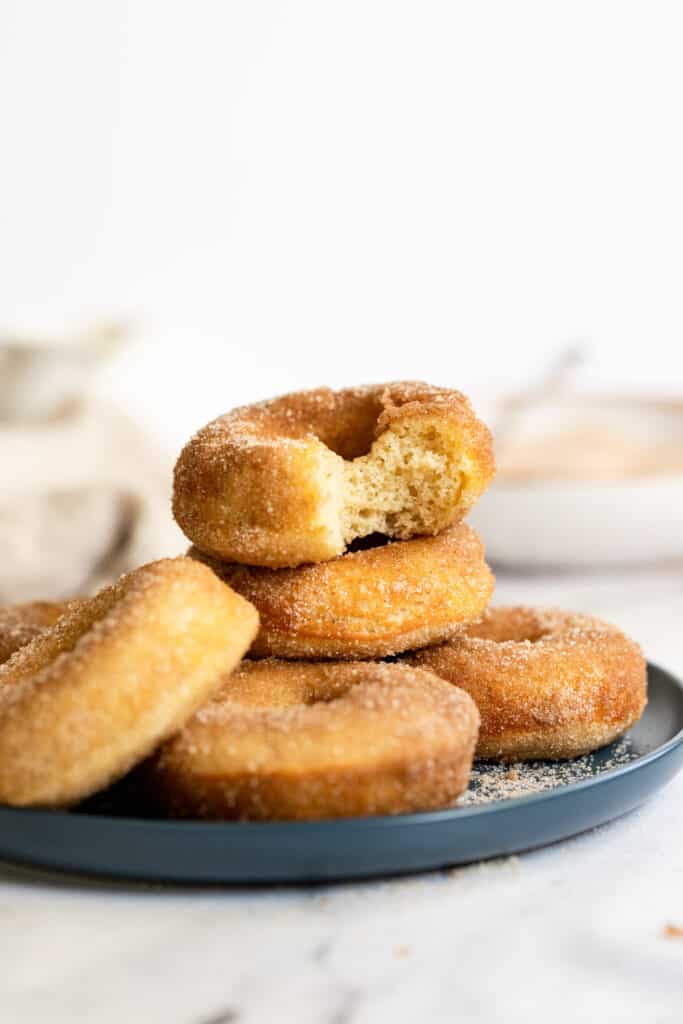 Gluten free donuts on a plate.