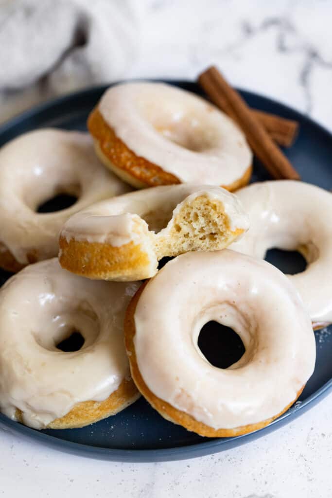 Maple Glazed donuts on a plate.