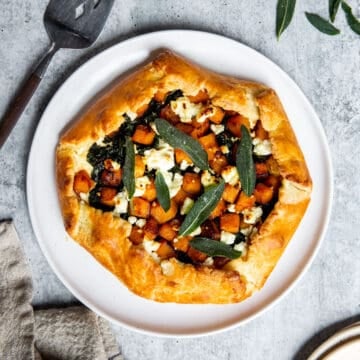 Butternut squash galette on a plate