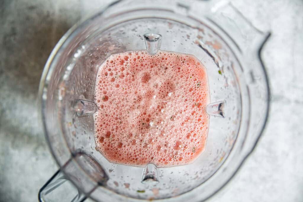 pureed watermelon mixture in a blender