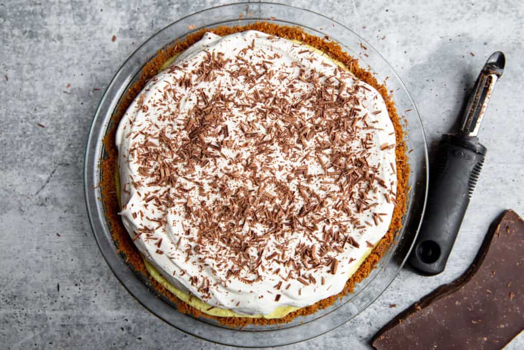 chocolate shaving dusted over the top of the whipped cream 