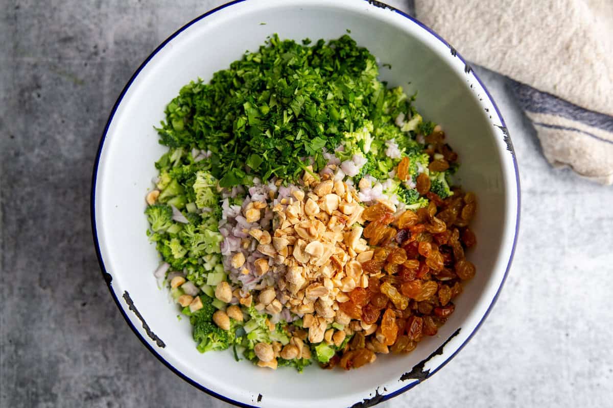 recipe ingredients chopped into a bowl