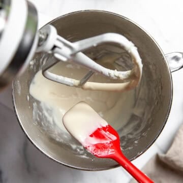 cream cheese glaze in a stand mixer