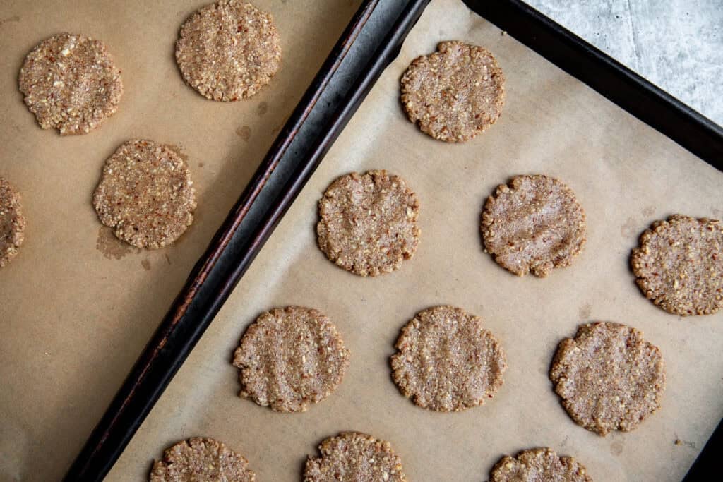 almond cookie based on a lined baked sheet