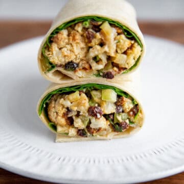 cauliflower salad served in a wrap