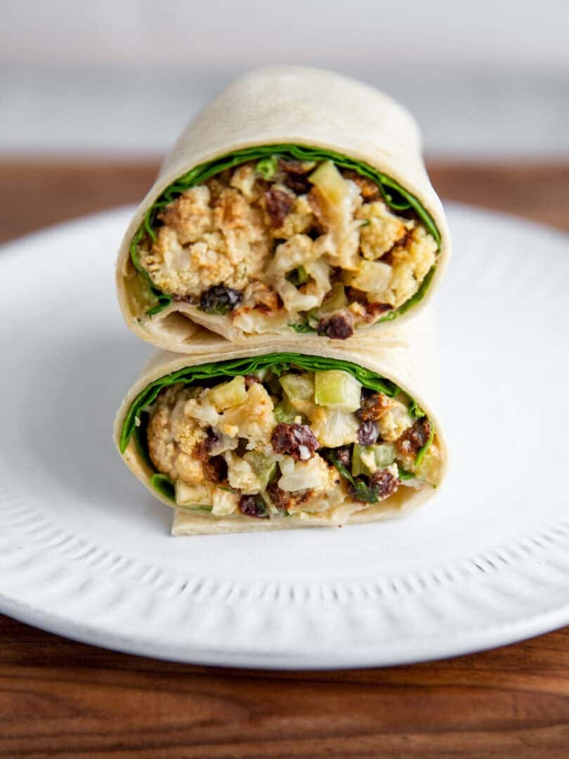 cauliflower salad served in a wrap